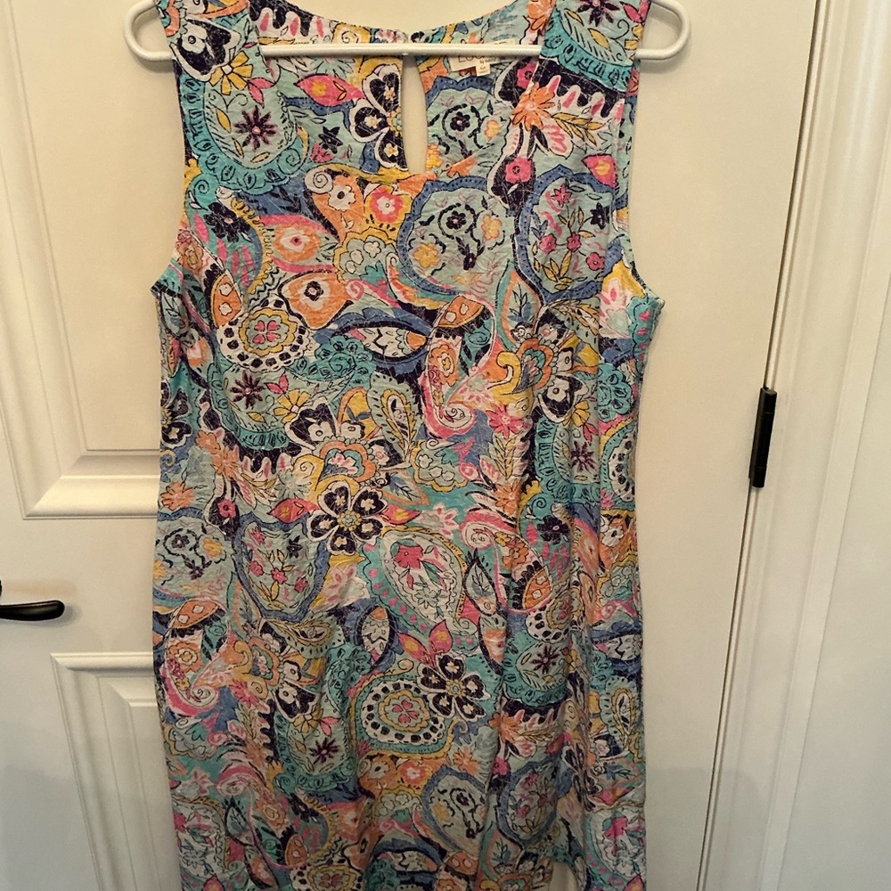 Pink and Blue Sleeveless Scoop Neck Sundress